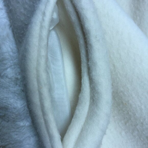 Vintage Aqua Sheen Women's Medium White Polar Fleece Button Front Jacket Pockets - Picture 7 of 8